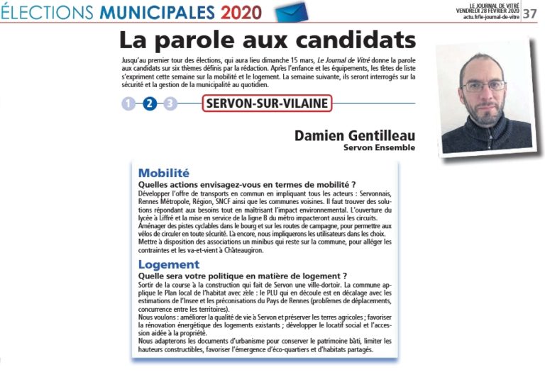 Lire la suite à propos de l’article La parole aux candidats #2 (Journal de Vitré)