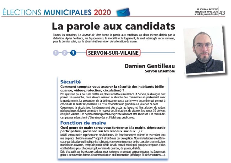 Lire la suite à propos de l’article La parole aux candidats #3 (Journal de Vitré)