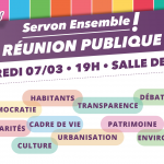 Réunion publique Vendredi 7 mars à 19h, salle Delphes