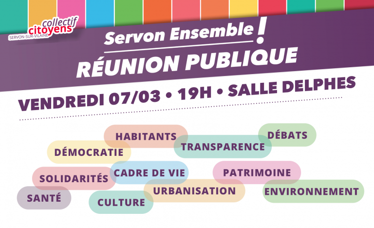 Lire la suite à propos de l’article Réunion publique Vendredi 7 mars à 19h, salle Delphes